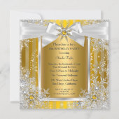 Snowflake Gold Silver Bow Winter Wonderland Kaart (Voorkant)