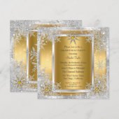 Snowflake Gold Silver Winter Wonderland Kaart (Voorkant / Achterkant)