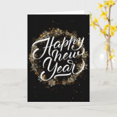 Snowflake Golden Wreath - White Happy Nieuwjaar Kaart (Gele Bloem)