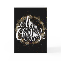 Snowflake Golden Wreath - White Merry Kerstmis