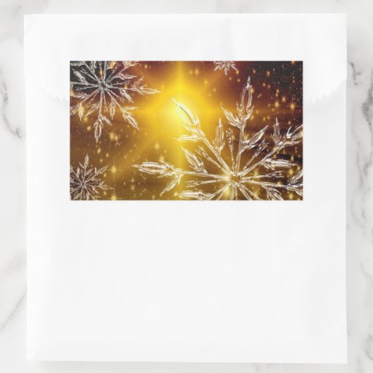 Snowflake goudgloed winterijs rechthoekige sticker (Tas)