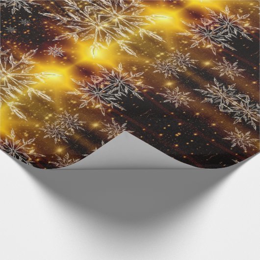 Snowflake goudwinter cadeaupapier (Hoek)