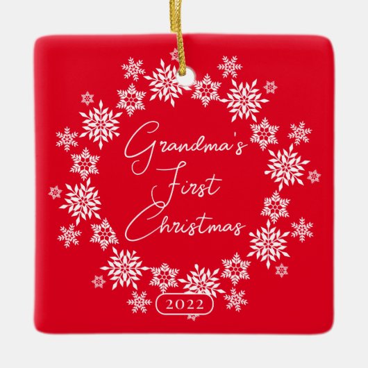 Snowflake Grandma's Eerste Kerstmis Keramisch Ornament (Voorkant)