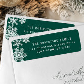Snowflake Green Christmas Holiday Return Address Etiket