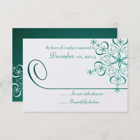 Snowflake Green Elegance Response Kaart (Voorkant / Achterkant)