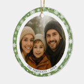 Snowflake Green Family Christmas Multi Photos Keramisch Ornament (Links)