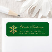 Snowflake Green Faux Gold Elegant Script Holidays  Etiket (Insitu)
