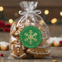 Snowflake Green & Faux Gold Foil Elegant Christmas