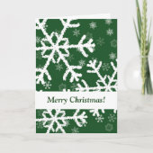 Snowflake Green Feestdagen Kaart (Voorkant)