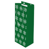 Snowflake Green Kerstwijn Gift Bag Wijn Cadeautas (Voorkant Gekanteld)