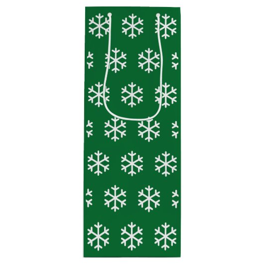 Snowflake Green Kerstwijn Gift Bag Wijn Cadeautas (Voorkant)