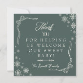 Snowflake green Labor & Delivery NICU Hospital Bedankkaart (Voorkant)