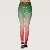 Snowflake Green & Red Ombre Kerstmis Leggings (Achterkant)