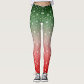 Snowflake Green & Red Ombre Kerstmis Leggings (Voorkant)