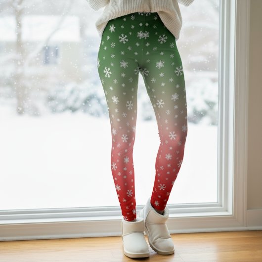 Snowflake Green & Red Ombre Kerstmis Leggings