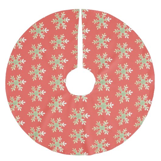 Snowflake Green Red Pattern Kerstboom Rok (Voorkant)
