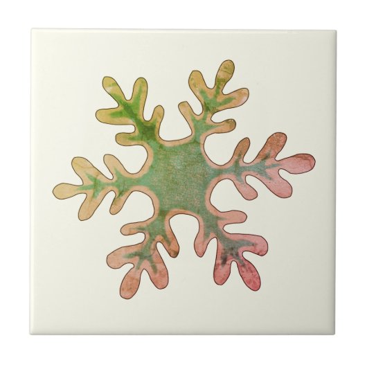 Snowflake Green Red Winter Holiday Kerstmis Tegeltje (Voorkant)