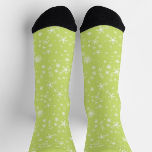 Snowflake Green Retro Naam toevoegen Whimsical Chr Sokken (Top)
