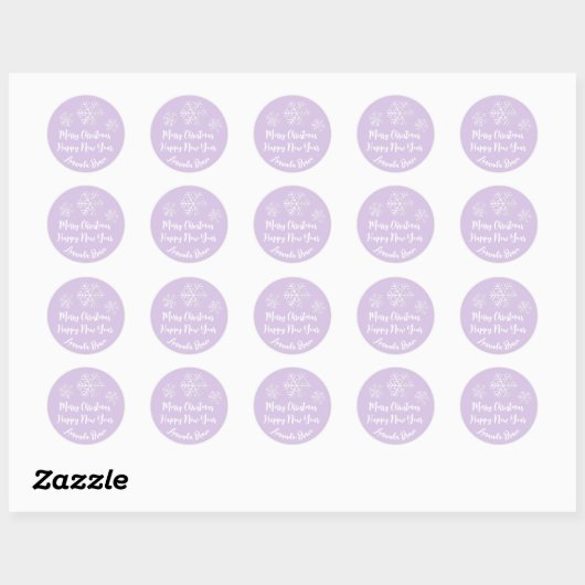 Snowflake Grey Paars Ronde Sticker (Vel)