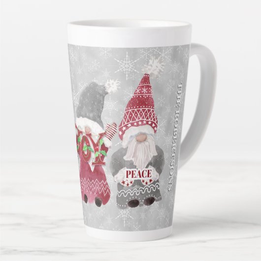 Snowflake Grey Red Love Joy uit de familie Gnome Latte Mok (Rechterhoek)