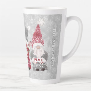 Snowflake Grey Red Love Joy uit de familie Gnome Latte Mok