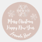 Snowflake Grey Roos Ronde Sticker (Voorkant)