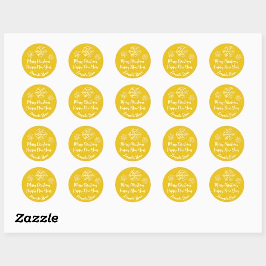 Snowflake Grey Yellow Ronde Sticker (Vel)