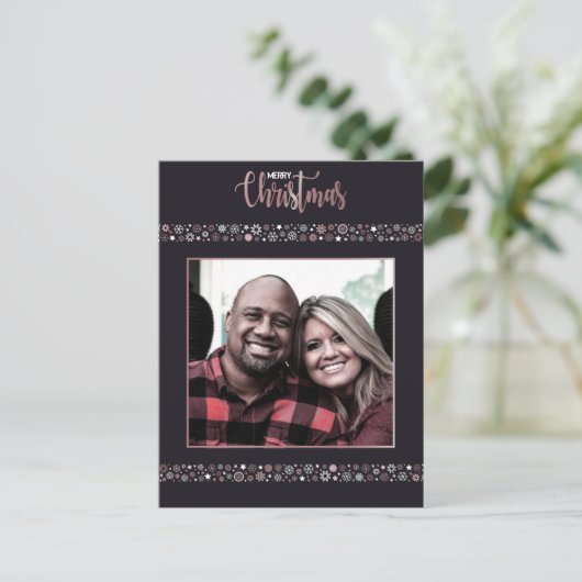 Snowflake, grijs feestdagenkaart (Staand voorkant)