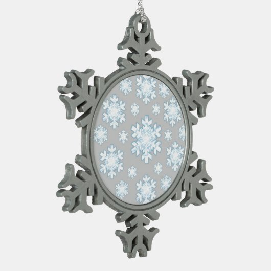 Snowflake (grijs) tin sneeuwvlok ornament (Links)