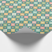 Snowflake Harlequin MCM Blauwgroen Cadeaupapier (Hoek)