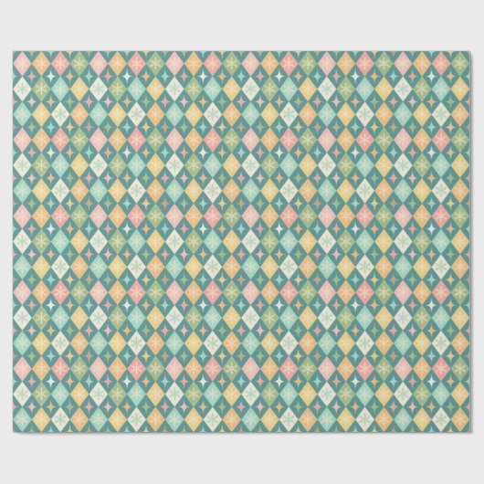 Snowflake Harlequin MCM Blauwgroen Cadeaupapier (Vlak)