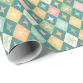 Snowflake Harlequin MCM Blauwgroen Cadeaupapier (Rol Hoek)