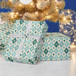 Snowflake Harlequin MCM Blue Cadeaupapier