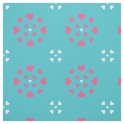 Snowflake Harten Blauwe Witte Roze Stof (Swatch)
