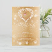 Snowflake Heart Elegant Holiday Party Uitnodiging (Staand voorkant)