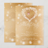 Snowflake Heart Elegant Holiday Party Uitnodiging (Voorkant / Achterkant)