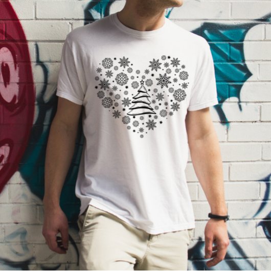 Snowflake Heart-kerstboom T-shirt