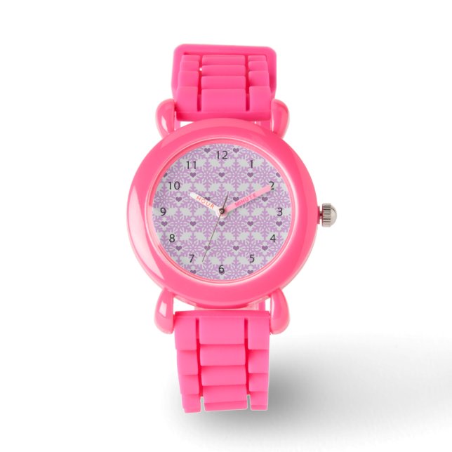 Snowflake Heart Patroon Horloge (Voorkant)