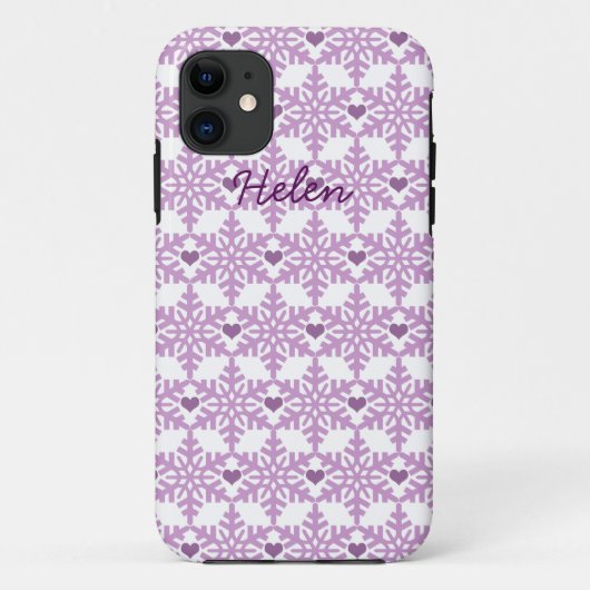 Snowflake Heart Pattern - Aangepaste naam Case-Mate iPhone Case (Achterkant)
