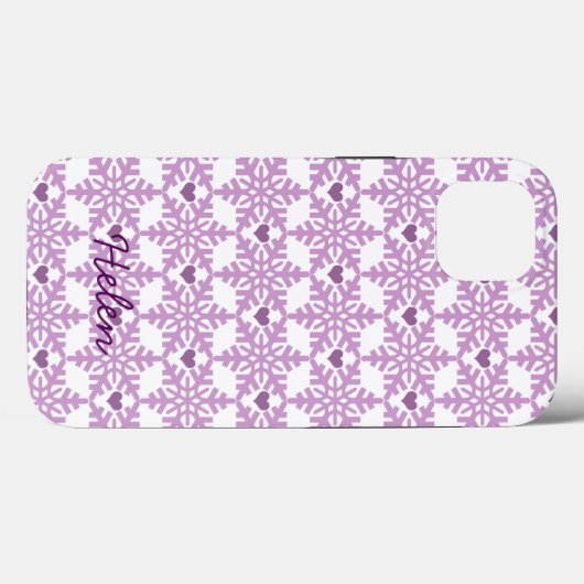 Snowflake Heart Pattern - Custom name Case-Mate iP Case-Mate iPhone Case (Achterkant (horizontaal))