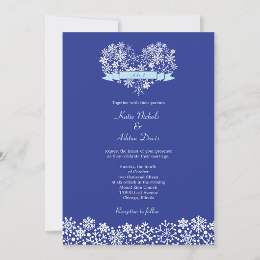 Snowflake Heart Winter Uitnodiging (Voorkant)