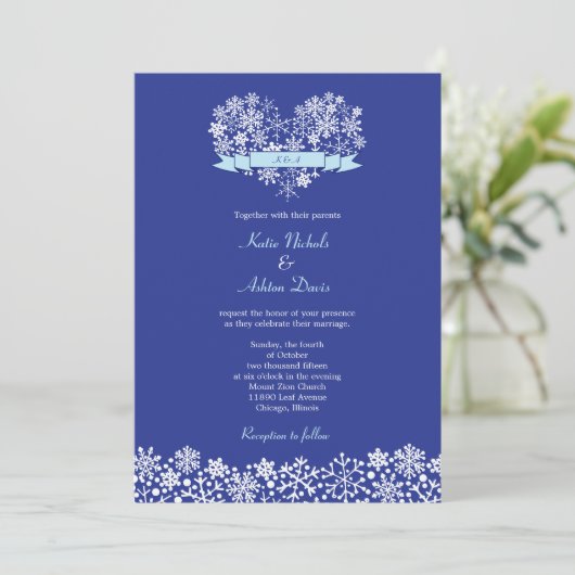Snowflake Heart Winter Uitnodiging (Staand voorkant)