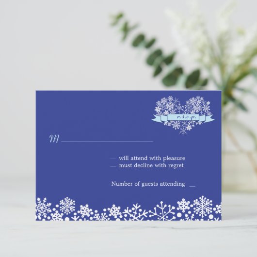 Snowflake Heart Winter Wedding RSVP (Staand voorkant)