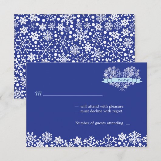 Snowflake Heart Winter Wedding RSVP (Voorkant / Achterkant)