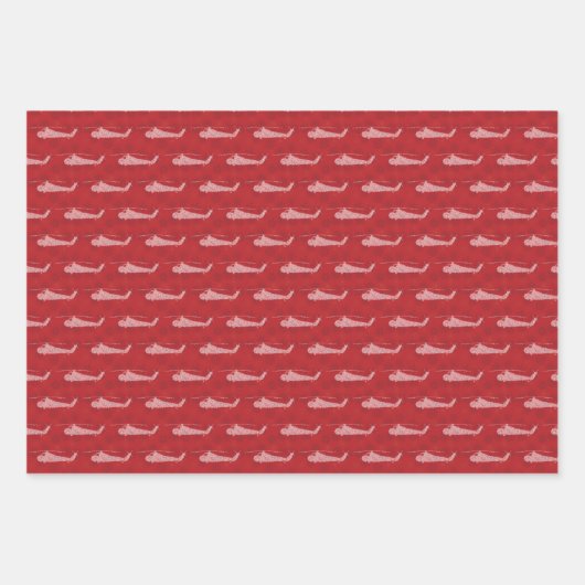 Snowflake Helicopters - Red Inpakpapier Vel (Voorkant 2)