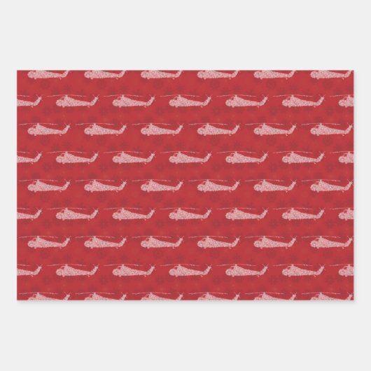 Snowflake Helicopters - Red Inpakpapier Vel (Voorkant)