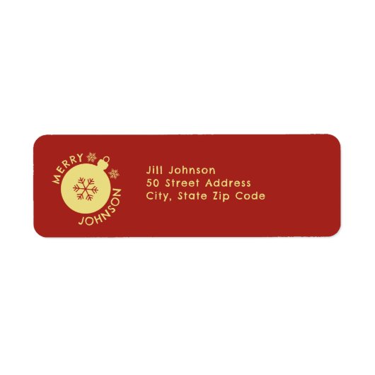 Snowflake Holiday Custom Text Rood Goud Etiket (Voorkant)