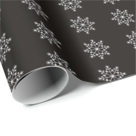 Snowflake Holiday Design Black White Kerstmis Cadeaupapier