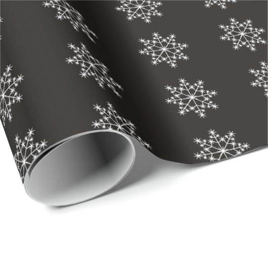 Snowflake Holiday Design Black White Kerstmis Cadeaupapier (Rol Hoek)