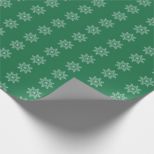 Snowflake Holiday Design Donkergroene kerstmis Cadeaupapier (Hoek)